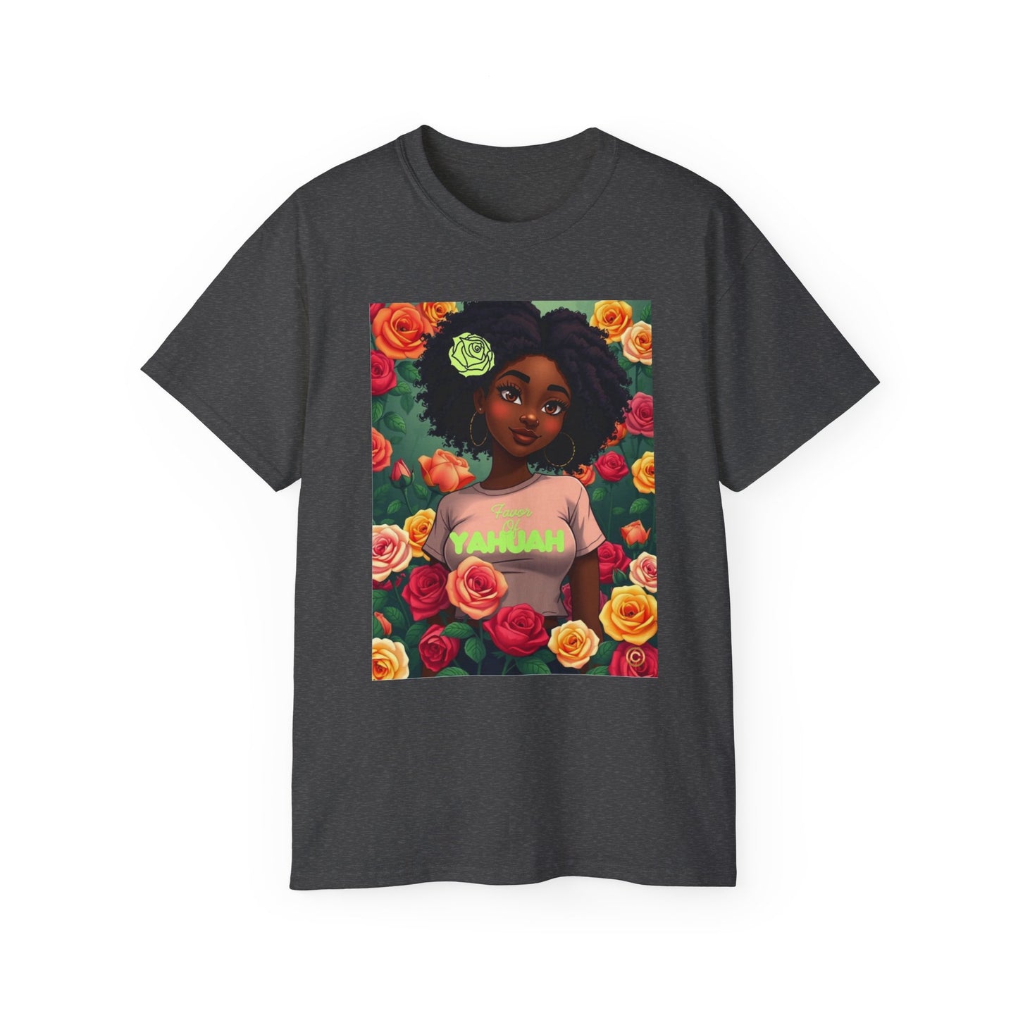 Favor Of Yahuah Tee - Lime Green Rose