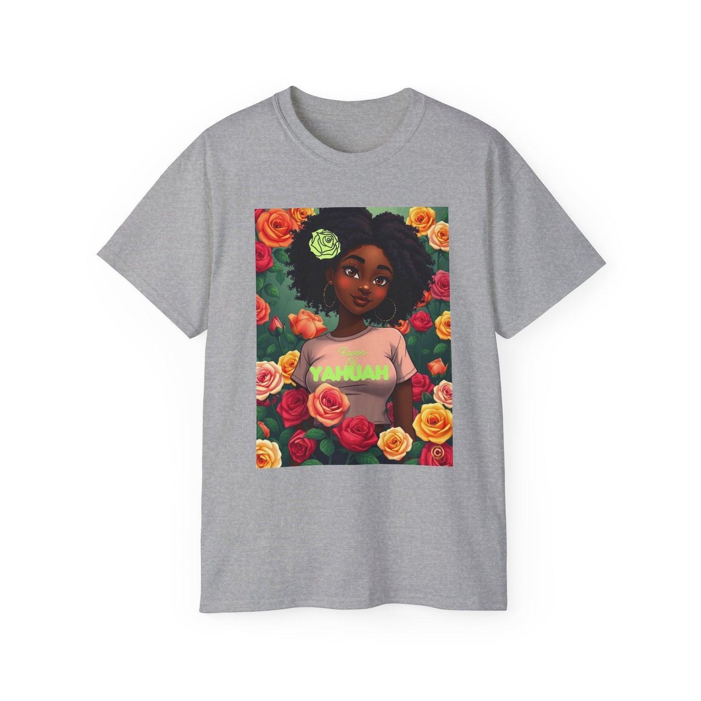 Favor Of Yahuah Tee - Lime Green Rose
