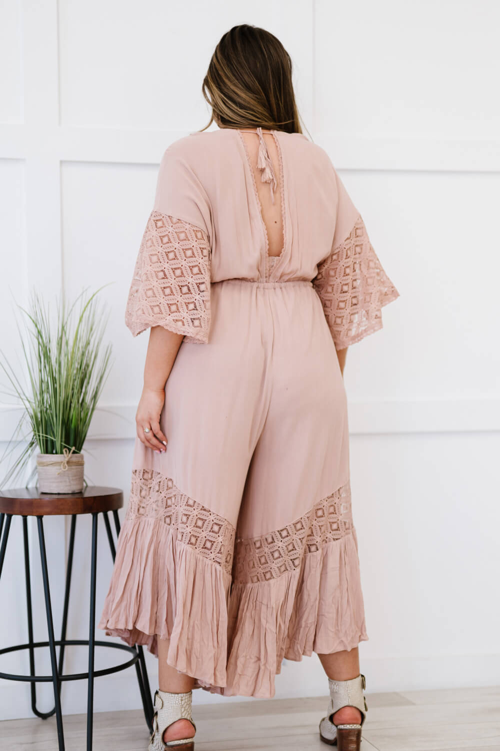 Sweet Lovely by Jen Full Size Isn't She Lovely Lace Detail Jumpsuit