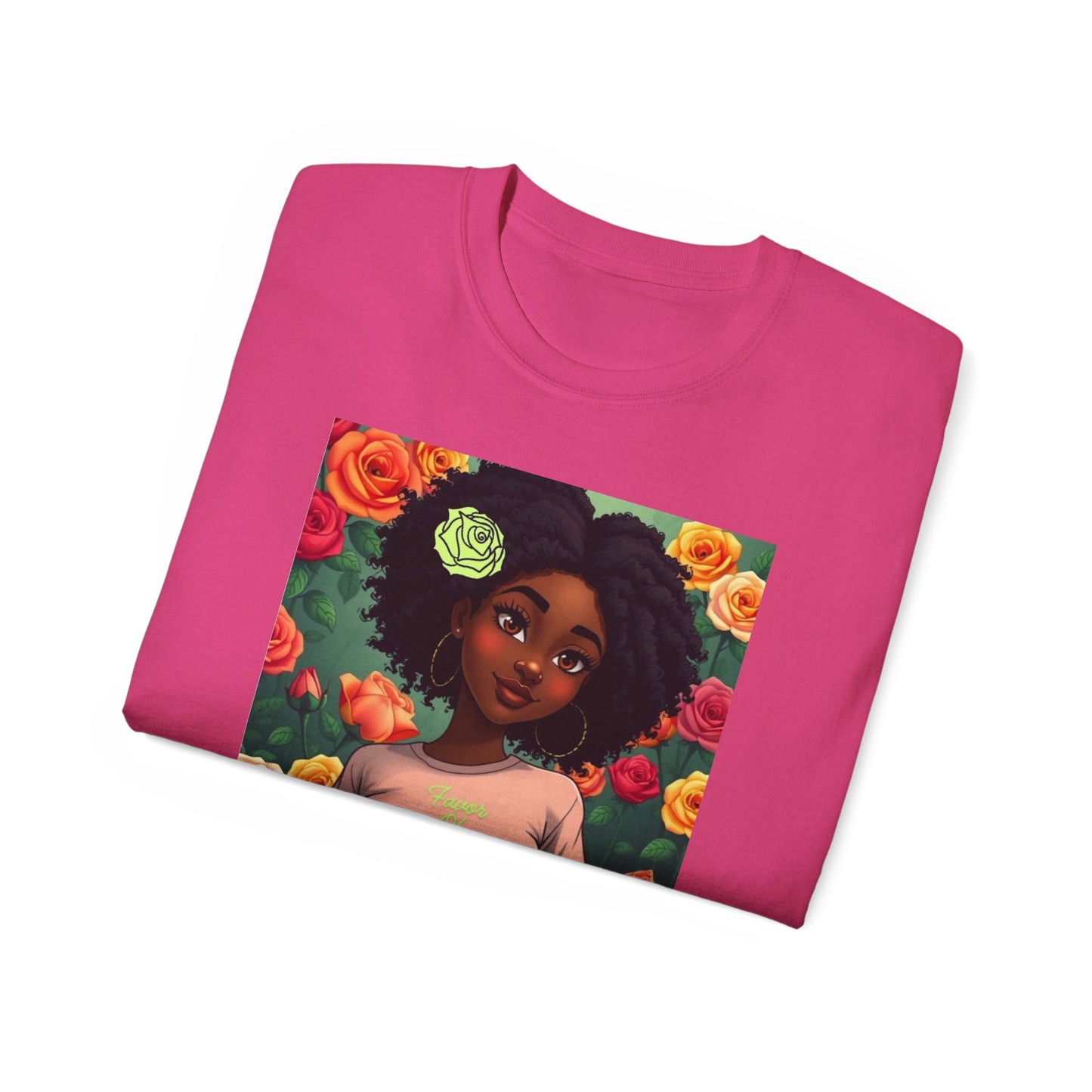 Favor Of Yahuah Tee - Lime Green Rose