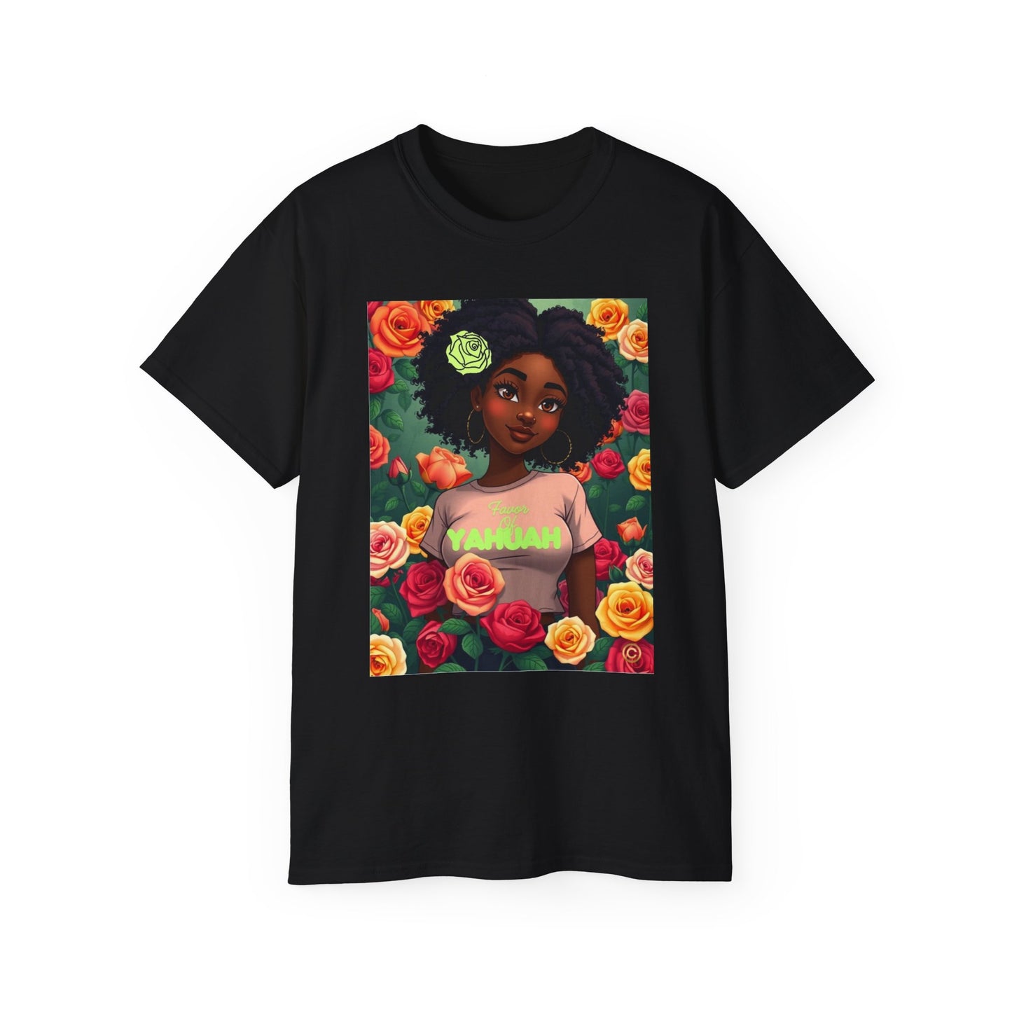 Favor Of Yahuah Tee - Lime Green Rose