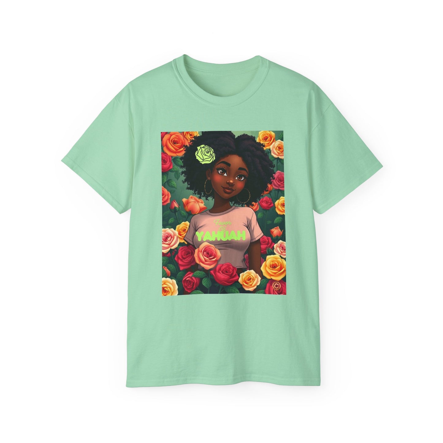 Favor Of Yahuah Tee - Lime Green Rose