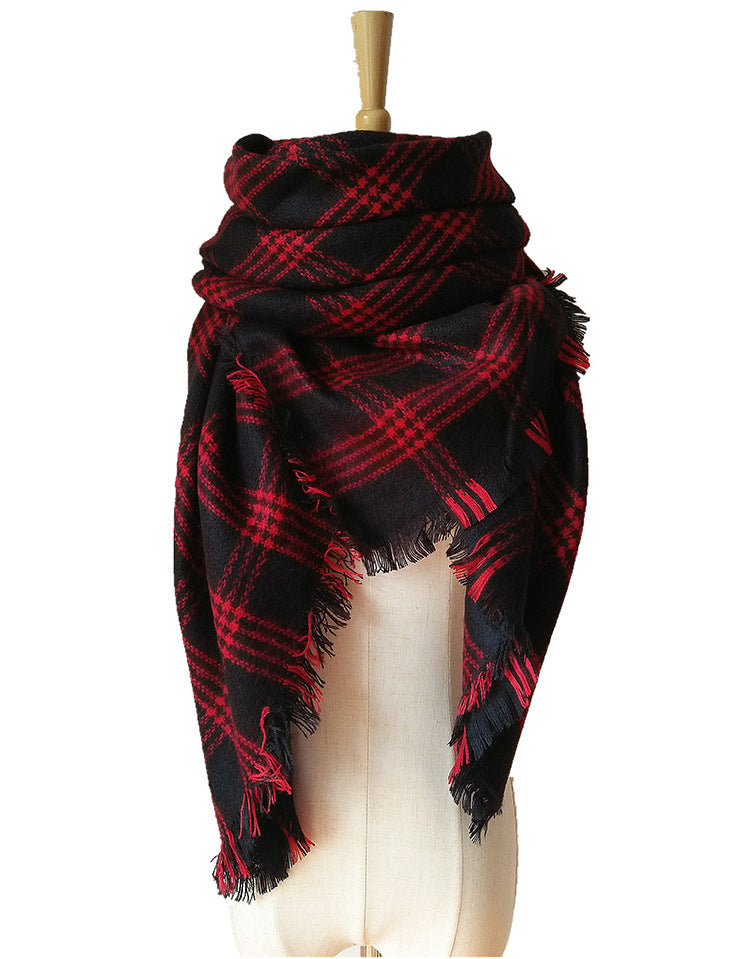 British College Literary Yellow Plaid Scarf Square Scarf