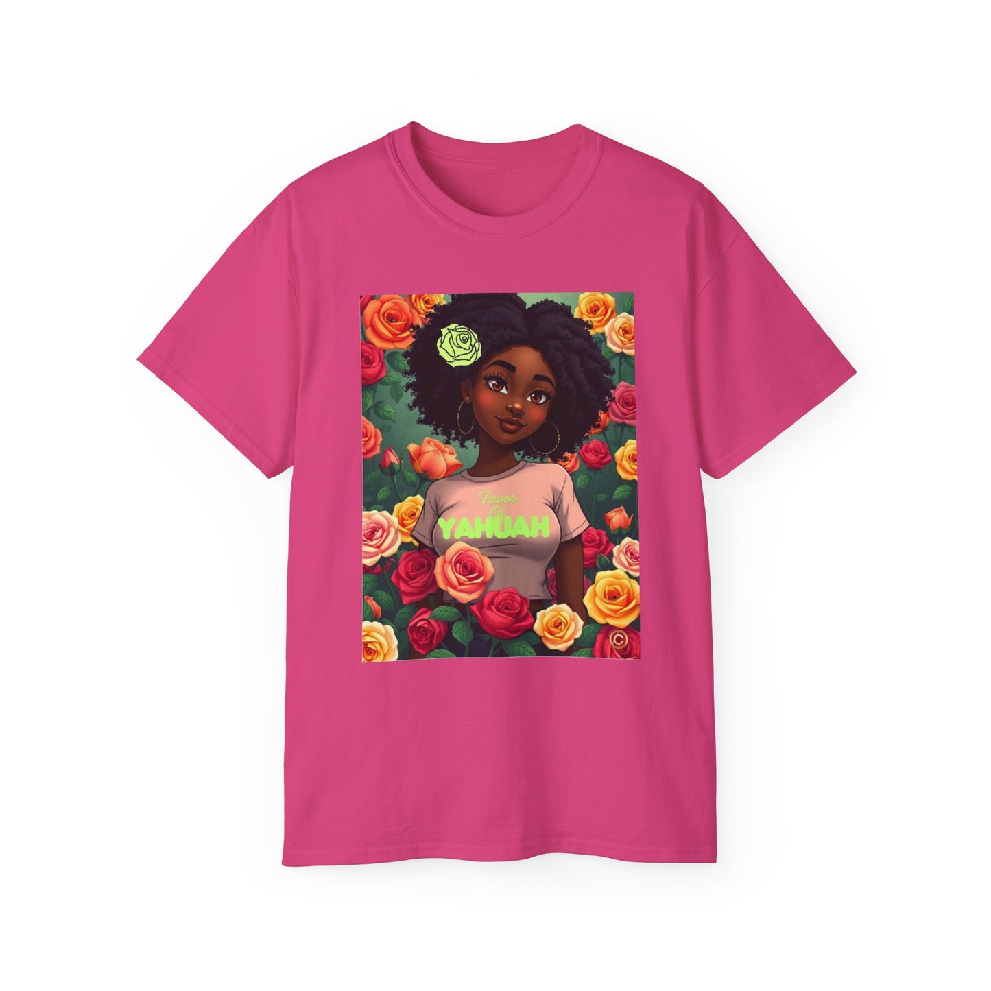 Favor Of Yahuah Tee - Lime Green Rose