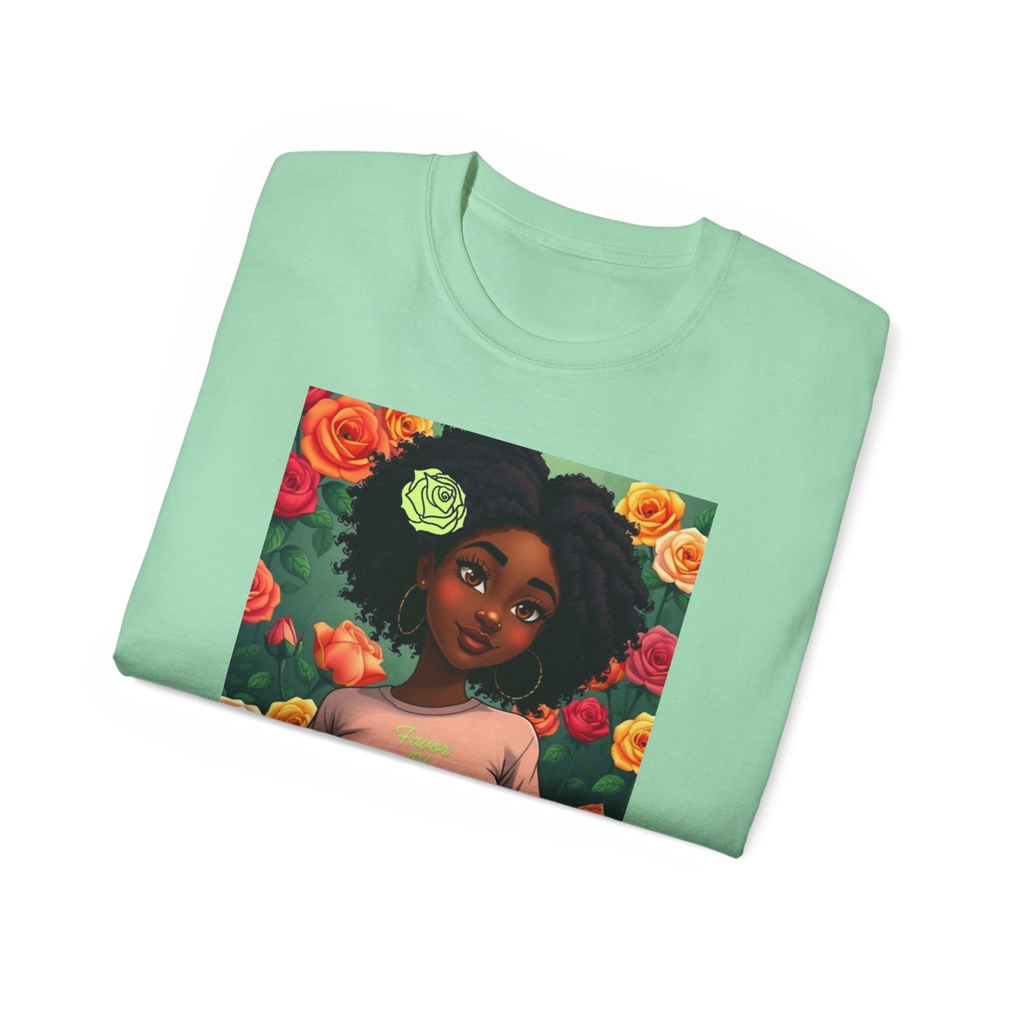 Favor Of Yahuah Tee - Lime Green Rose