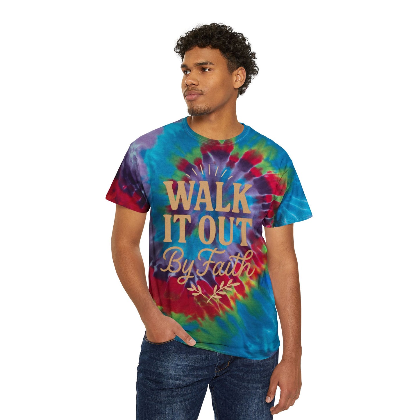 Walk It Out By Faith Tie-Dye Tee — (Hebrews 11:1)