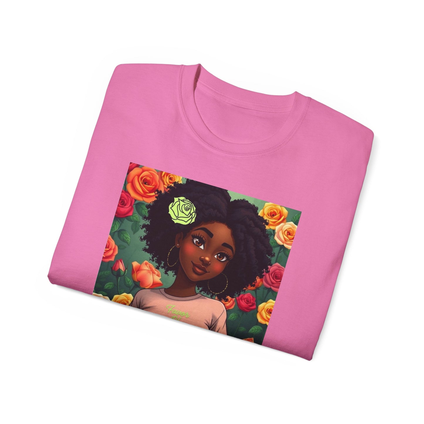 Favor Of Yahuah Tee - Lime Green Rose