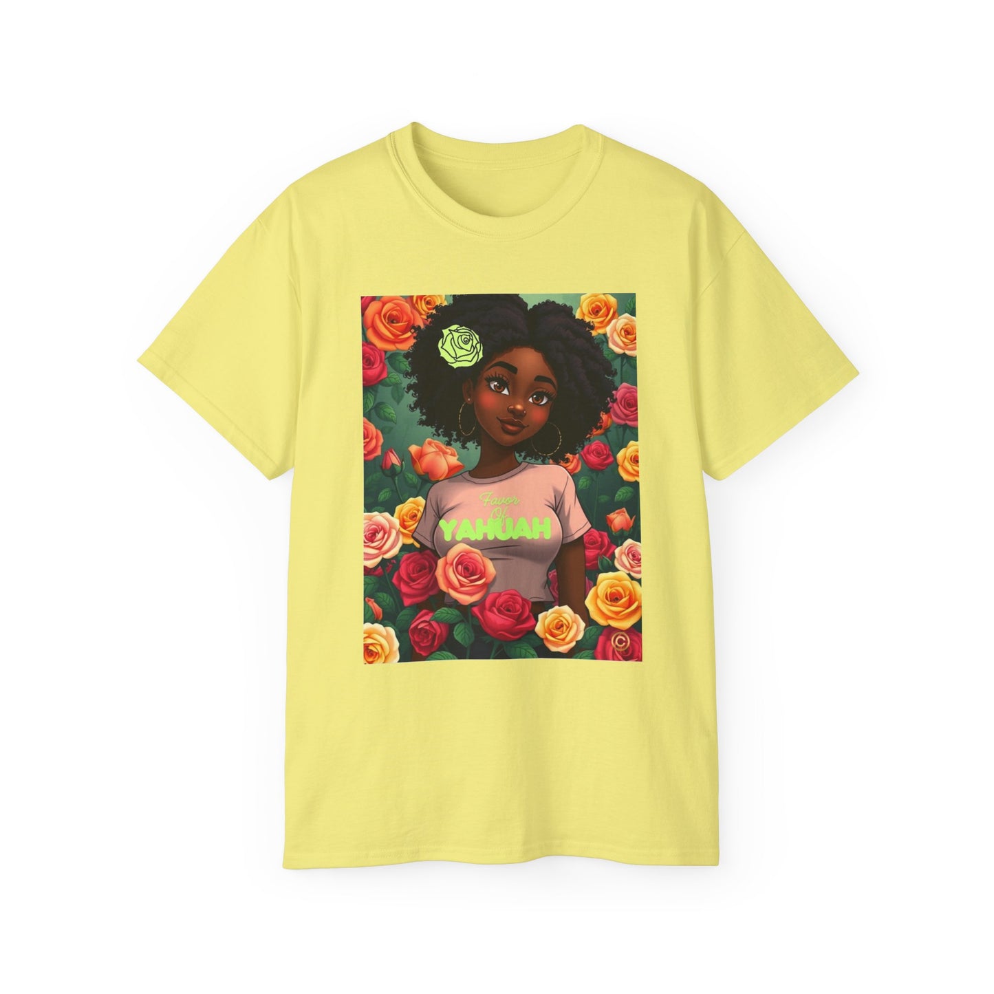Favor Of Yahuah Tee - Lime Green Rose