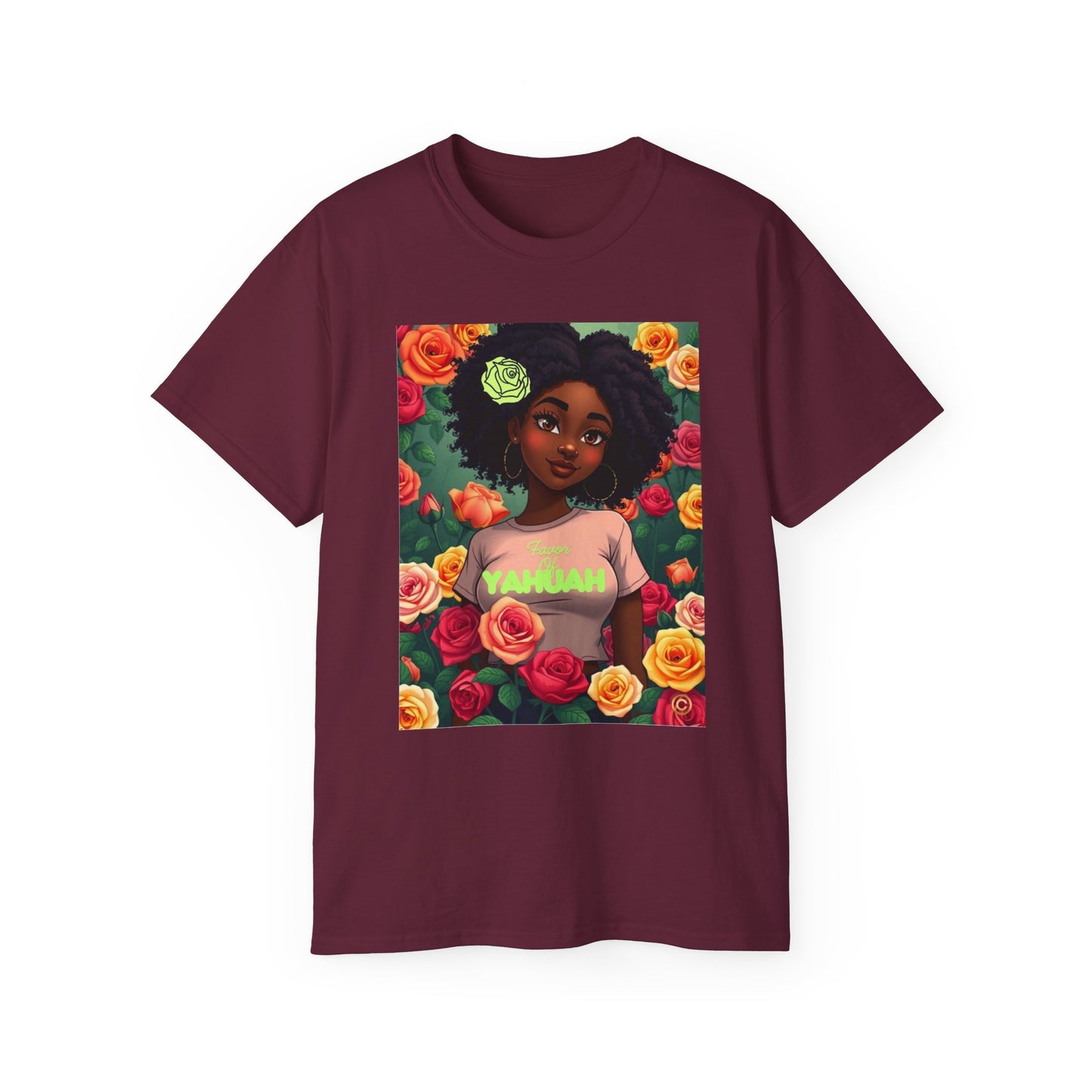 Favor Of Yahuah Tee - Lime Green Rose