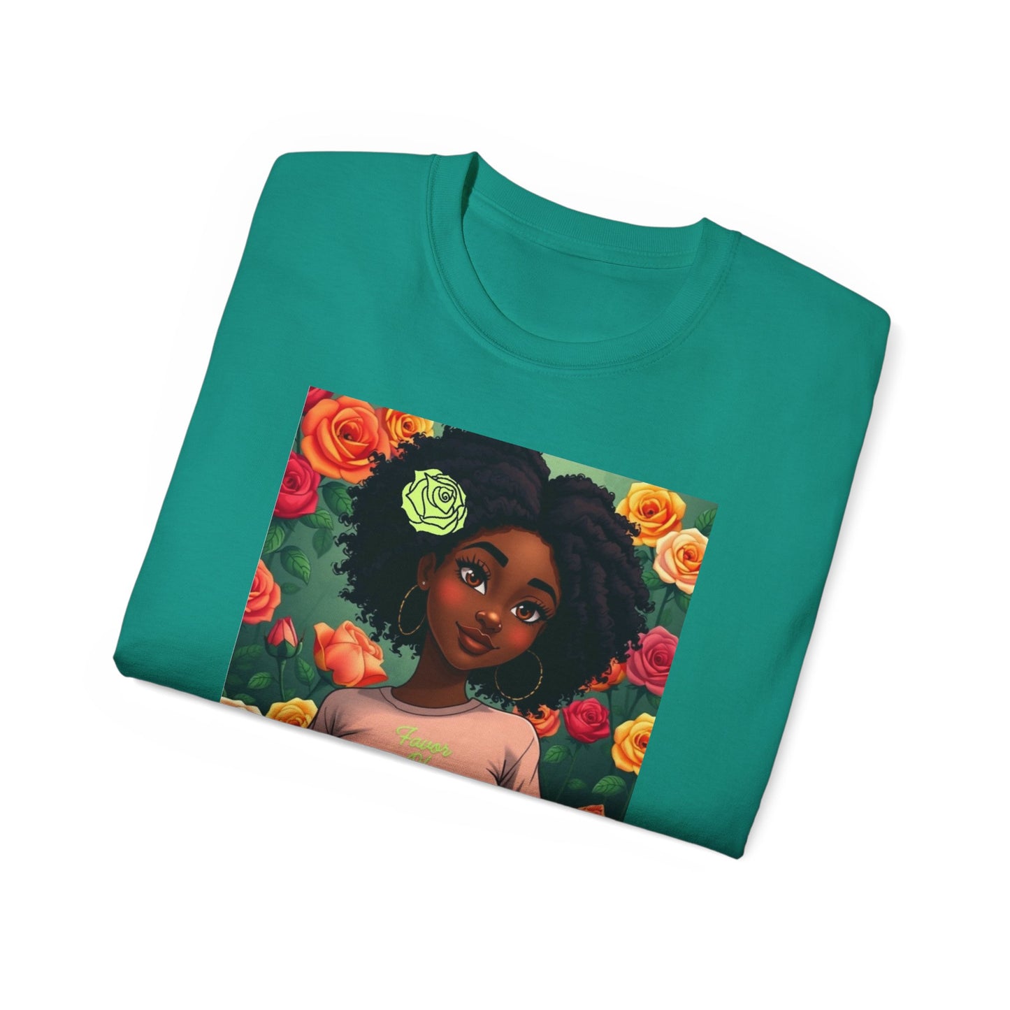 Favor Of Yahuah Tee - Lime Green Rose