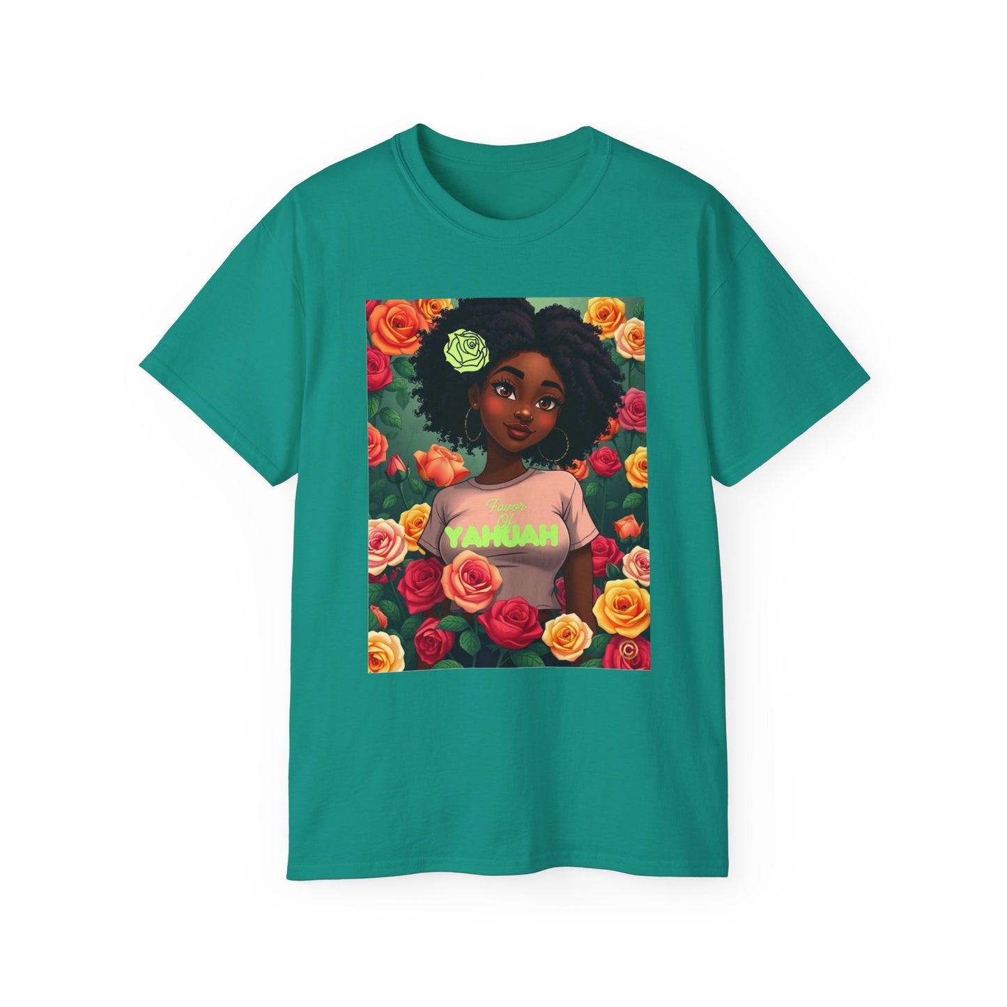 Favor Of Yahuah Tee - Lime Green Rose