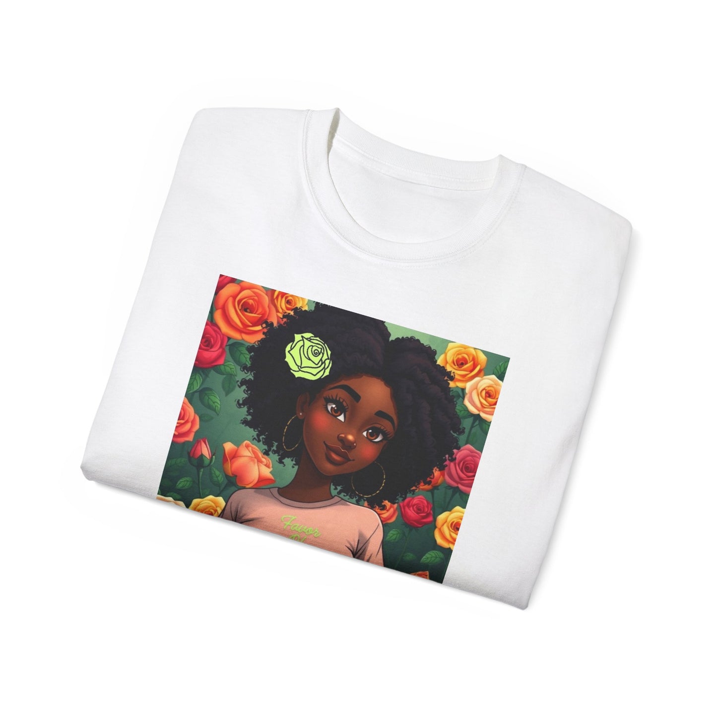 Favor Of Yahuah Tee - Lime Green Rose
