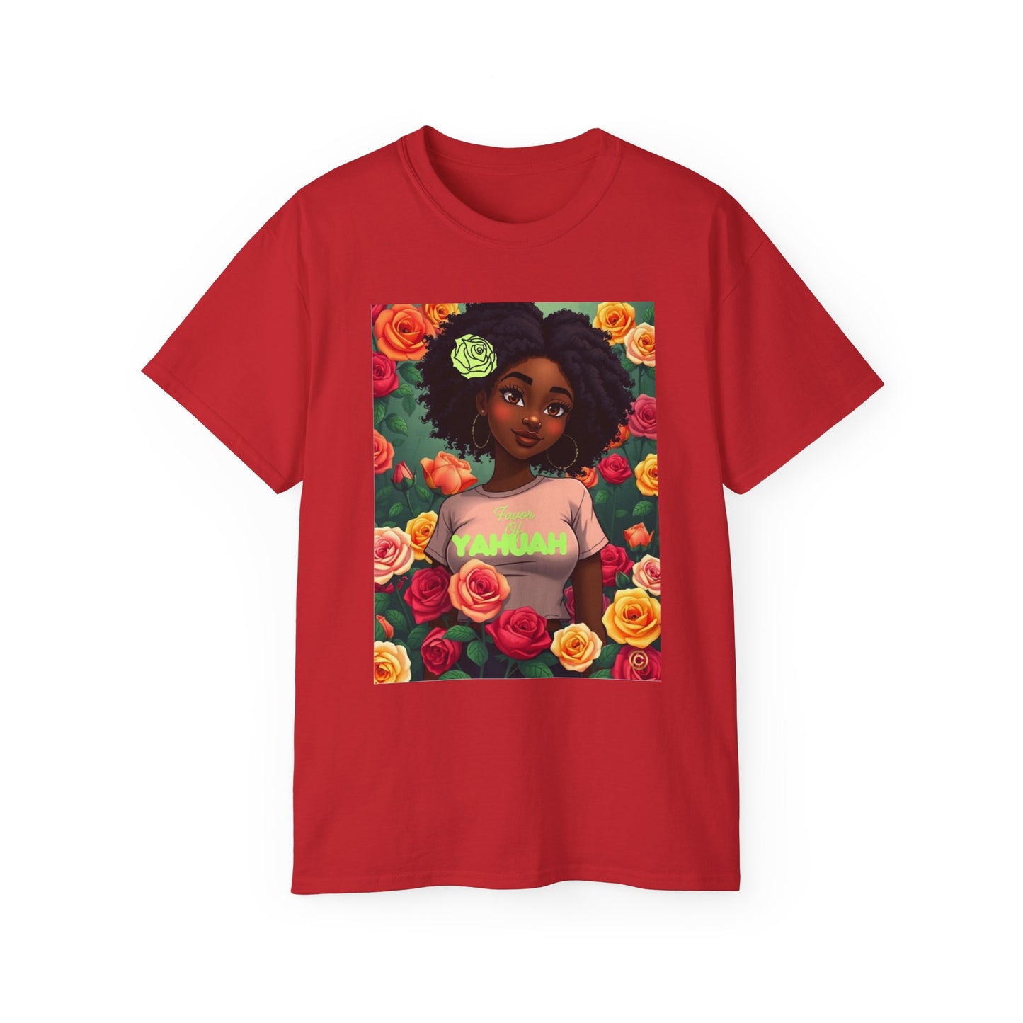 Favor Of Yahuah Tee - Lime Green Rose
