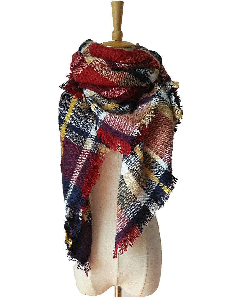 British College Literary Yellow Plaid Scarf Square Scarf