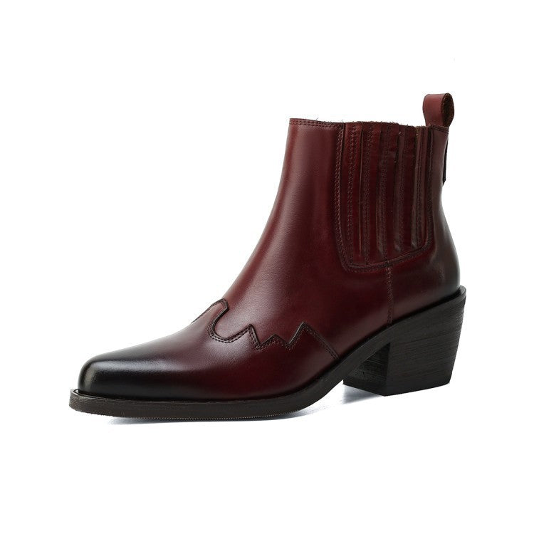 Leather Boots Women Genuine Pointed Toe