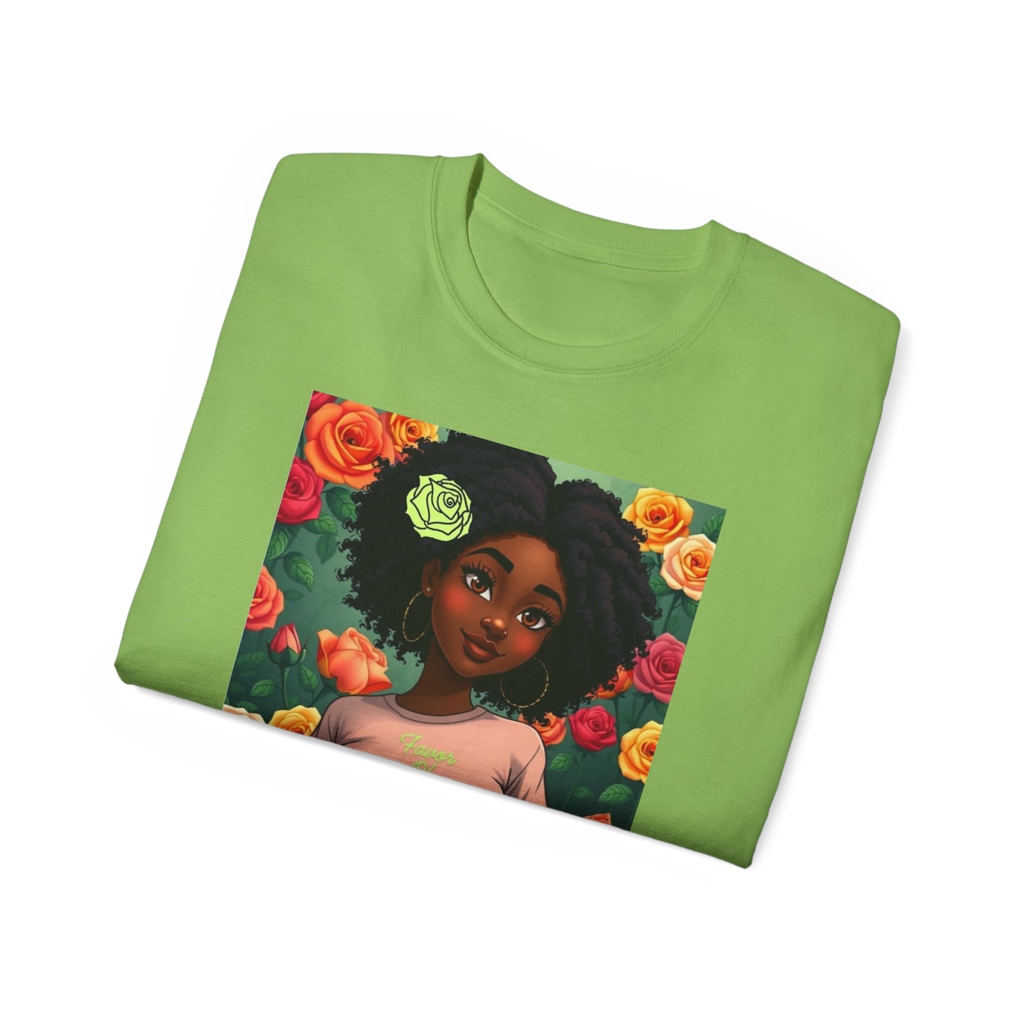 Favor Of Yahuah Tee - Lime Green Rose