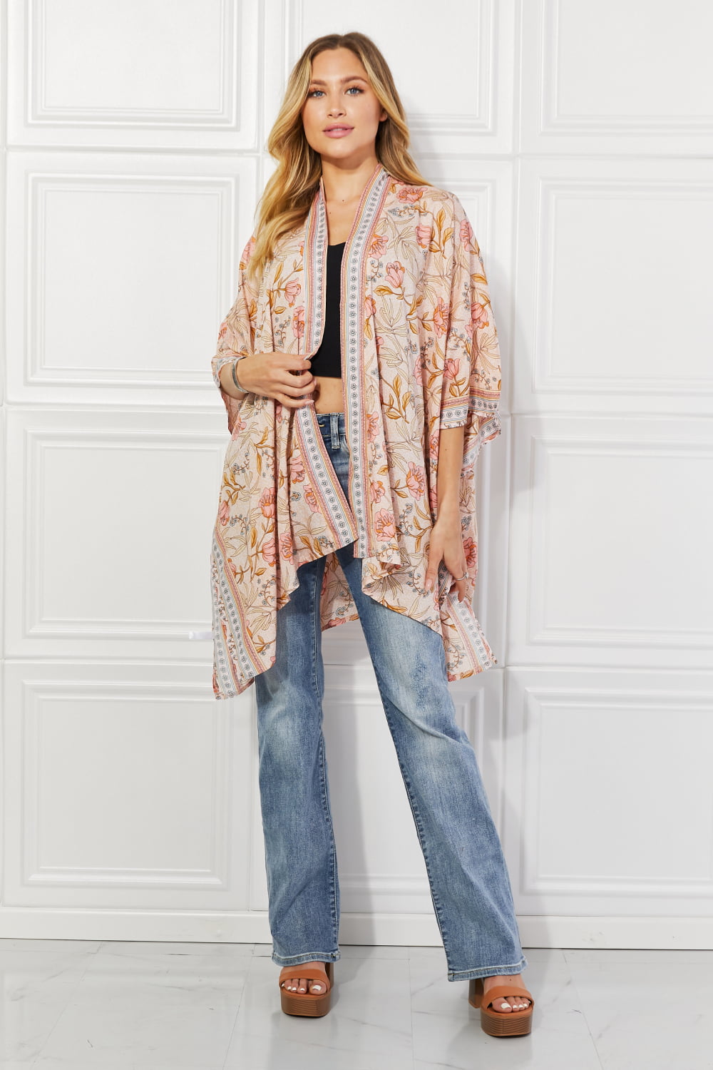 Justin Taylor Floral Leaf Chic Kimono
